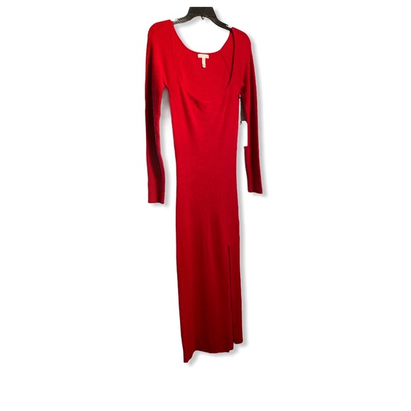 Leith Square Neck Long Sleeve Sweater Dress Red - Picture 2 of 6